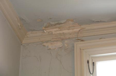 Damage to the interior of the Houghton Memorial Building